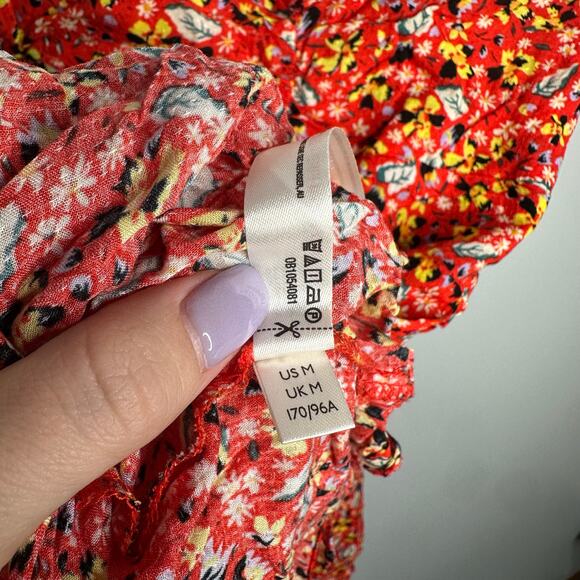 Intimately By Free People Women's Red Floral Tie Back Mini Dress Size M - Picture 10 of 10